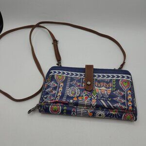 Sakroots Crossbody Wallet Purse With Removable / Adjustable Strap Blue
